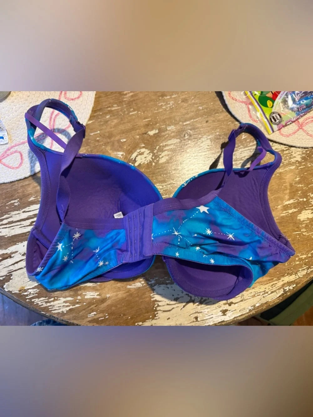 Cacique Blue and Purple Star-Print Bra - Picture 3 of 3